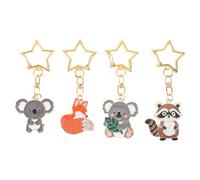 CVUTOVO 4 Pièces Porte-clés en Alliage Mignon avec Formes de Renard, Koala et Étoile, Sécurisé et Polyvalent, pour Voyage et Déplacement, Dimensions 5,30 X 2,50 Cm