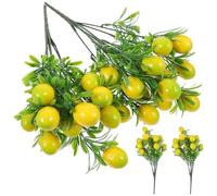 CVUTOVO 4pcs Tiges de Citronnier Artificielles en Plastique Jaune Réutilisables pour Bricolage et Décoration de Couronnes sans Arrosage