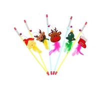 CVUTOVO 5 pièces de Flirt de Noël pour Chat de Jouets Interactifs avec Cloches et Plumes Accessoire pour Instincts de Chasse de Votre