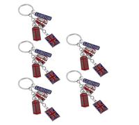 CVUTOVO 5 Pièces Porte-clés Souvenirs du Royaume-uni en Métal avec Pendentifs Drapeau Britannique, Cabine Téléphonique, Bus et Breloques, Accessoires pour Paquet à Main, pour Voyageurs
