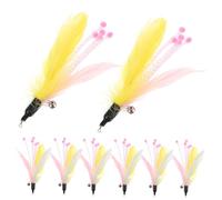 CVUTOVO 8Pièces Plumes pour Remplacements Interactifs pour Canne à Stimule Instinct de Chasse Accessoires Amusants pour Jeu Intérieur