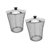 CVUTOVO bac à Compost Souterrain, bacs à Compost, Lot de 2, métal, avec Couvercle, 28.50X23.50X15.00cm, Trous Bien conçus, pour Recyclage des déchets de Cuisine et amélioration du Sol