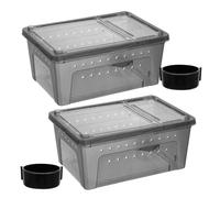 CVUTOVO Boîte D'élevage pour Lézards et Araignées Noire en PP avec Habitat Spacieux et Bol d'eau Transparent pour Observation Claire des Reptiles
