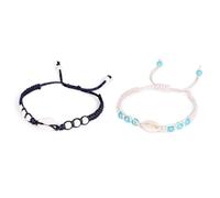 CVUTOVO Bracelet Coquillage Tissé à Main 2 Pièces Noir Blanc