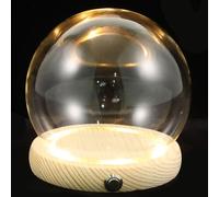 CVUTOVO Cloche en Verre Dôme 12 Cm Socle en Bois Naturel Lumineux, Couverture pour Fleurs Éternelles, Vitrine Décorative pour Fleurs Séchées et Compositions, Décoration Intérieure