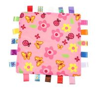 CVUTOVO Couverture de Sécurité Garçon Fille avec Étiquettes Colorées Couverture Dapaisement Peluche Rose pour Douce et Sensorielle Lavable Machine Accessoire de Poupon et Confort