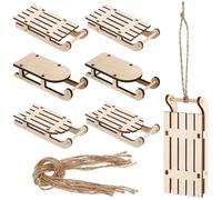 CVUTOVO Décoration en Bois pour Noël 9 Pièces Mini Luges Artisanales en Bois Naturel Beige, Modèle Unique pour Bricolage et Décoration de Table en Boutique