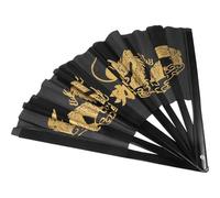 CVUTOVO Éventail Pliant Chinois Tai Chi 35 Cm, Bambou Noir, Style Rétro Vintage, Accessoire Portable pour Danse, Arts Martiaux et Décoration Intérieure