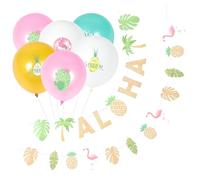 CVUTOVO Guirlande Hawaïenne en Papier et Latex pour Décoration de Fête Tropicale, Solide et Créative, pour Soirée à Thème en Extérieur, 1 Set Complet