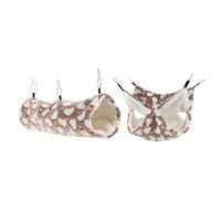 CVUTOVO Hamac Tunnel pour Hamster et Cobaye en Peluche Ultra Douce, Nid D’Hiver Suspendu 2 Pièces, Cachette Chauffante pour Petits Rongeurs, Accessoire Cocon pour Cage, Blanc Cœur Pêche