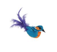 CVUTOVO Interactif pour Chat Intérieur - Baguette pour Chat Oiseau Ailes Battantes et Chant Réaliste, Stimulation Chasse et Exercice, Couleur Bleu Bande, Matériau Solide, Accessoire de