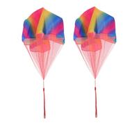 CVUTOVO Jouet Parachute à Lancer pour Garçon Et Filles, Set De 2 Pièces Ficelle Arc-en-Ciel, Jouet Volant D'extérieur, pour Jeu Familial Et Activités en Plein Air