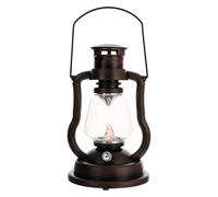 CVUTOVO Lampe à Pétrole Rétro Rechargeable sans Piles, Lanterne D'atmosphère Vintage en Métal Rouillé, Lampe Décorative Portable pour Maison, Salon et Fête, Lumière D'ambiance Créative