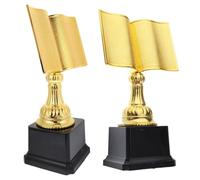 CVUTOVO Lot de 2 Coupes Trophées en Plastique Or, Grand Trophée du Concours de Lecture de Livre, Récompense Élégante pour Cérémonie de Remise de Prix et Amateurs de Lecture