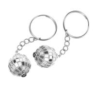 CVUTOVO Lot de 2 Porte-clés Pendentifs Boule Disco Rétro 70s 20mm en Plastique et Alliage de Zinc, Porte-clés Décoratif Multifonction pour Paquet, Valise, Présent Anniversaire