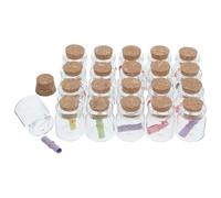 CVUTOVO Lot de 24 Mini Bocaux en Verre 22x25 Mm avec Bouchon en Liège, Petits Flacons Vides pour Loisirs Créatifs et Décoration DIY, Flacons Décoratifs pour Mariage et Rangement D’Objets