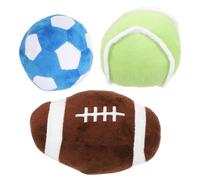 CVUTOVO Lot de 3 Set de Mini Balles pour Chien en Peluche - Balle D’Entraînement Intérieure Douce et Résistante - Interactif pour Chiots et Chats - Peluche Coton PP Format Mini Football