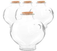 CVUTOVO Lot de 4 Petites Bouteilles en Verre de Cœur Pêche Bouchon en Liège, Faciles à Transporter, pour Décoration de Mariage et Fête la Maison