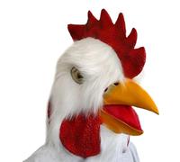 CVUTOVO Masque de Poule Blanc en Latex Portable et Respirant pour Carnaval et Halloween Forme Réaliste de Coq Amusant et Nouveauté
