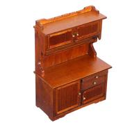 CVUTOVO Meuble de Rangement Double Porte Style Ferme Rustique Armoire Miniature DIY et Facile à Monter Décoration Authentique pour Mobilier Poupée