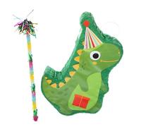 CVUTOVO Piñata Dinosaure en Papier Verte 3d 2 Pièces Bâton et Franges pour Fête D’anniversaire, Décoration Événementielle à Remplir de Bonbons, Jeu Amusant pour Garçon et Filles et