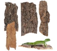 CVUTOVO Plateforme d'escalade pour Reptiles 4 Pcs en Écorce Naturelle Couleur Beige Clair, Cachette pour Terrarium, Décor Robuste et Résistant aux Taches, Accessoires pour Habitat