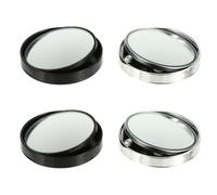 CVUTOVO Rétroviseurs D’angle Mort Voiture 4 Pièces Rond Noir et Argenté Cadre, Miroir Grand Angle Convexe, Accessoire Sécurité pour Visibilité Optimale Lors des Changements de Voie