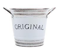 CVUTOVO Seau à Fleurs en Fer Blanc Patiné Jardinière Ronde à Double Anse pour Compositions de Fleurs Séchées Vase Décoratif Rustique pour Bureau et Intérieur en Métal Galvanisé Décro