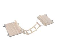 CVUTOVO Support Perchoir Oiseau Bois Multifonctionnel avec Échelle et Plate-Forme Perchoir Compact pour Perroquets Station de Jeu Naturelle pour Cage