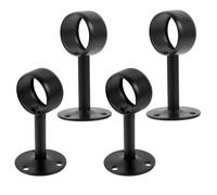 CVUTOVO Support Tringle à Rideaux Noir en Acier Inoxydable Rond, Facile à Installer, Polyvalent, Lot de 4 Pièces pour Fixation Plafond et Mur
