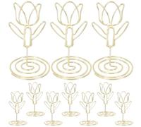 CVUTOVO Supports de Photos en Métal Doré Forme Fleur 10pcs, Porte-Noms de Table Mariage Clips Stables pour Déco Élégante et Usage Quotidien