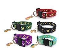 CVZJ Joli collier pour chien avec pendentif étoile lune en forme d'étoile et lune réglable en nylon