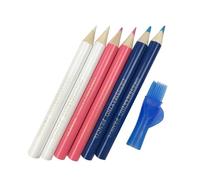 CVZJ Lot de 6 crayons de couture en tissu avec pinceau, crayons de couture, crayons de marquage pour tissu, craie et outils de traçage en bois