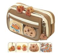 CVZJ Trousse à crayons de grande capacité avec fermeture éclair - Motif dessin animé - Pour la rentrée scolaire, marron, Approximately. 21x7.5x13cm/8.27x2.95x5.12in