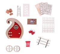 CVZQTE 20 Pièces Maisons De Poupée Miniatures Portes Vacances Ensemble Décoration Noël Résine Bois Projet Créatif Personnalisable Maisons Poupée Composants Noël