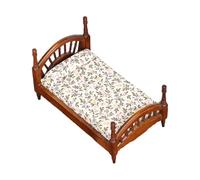 CVZQTE Lit De Maison Modèle Fleuri Traditionnel Meubles Artisanaux Échelle 1 À 12 Taille Précise s'adapte À La Plupart des Petites Résidences Revêtement Non Mortel Lit Jouet Miniature Artisanal