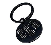 CW For Morse Code Training Coin Porte-clés portable en acier inoxydable gravé pour opérateurs radio amateurs Outil d'entraînement à vague continue (rond noir)