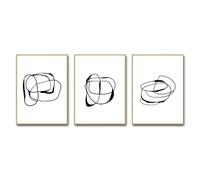 CWBLYZ Art Décor,Affiche Toile Représentant Un Dessin Géométrique Simple Aux Lignes Épurées Une Peinture Abstraite Noir Blanc Une Décoration Murale Moderne Salon Ou Bureau-50 * 60cm-3PCS (sans cadre)