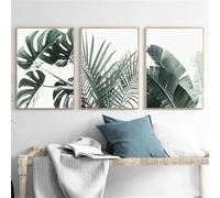 CWBLYZ Art Mural,Affiche Abstraite de Feuilles de Palmier sur Toile Art Mural Nordique Tableau Moderne pour Salon Cuisine Bureau Décoration Intérieure-40 * 60cm-3PCS (sans cadre)