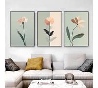 CWBLYZ Art Mural,Affiche Minimaliste D'Une Seule Fleur Impression Moderne en Demi Rose Art Mural Abstrait Belle Peinture sur Toile de Fleur Décoration pour Salon Ou Bureau-40 * 60cm-3PCS (sans cadre)