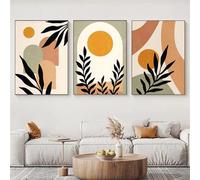 CWBLYZ Art Mural,Impression sur Toile Minimaliste Abstraite à Motif de Feuille Arquée Affiche Géométrique Nordique Décoration Murale pour Salon Cuisine Bureau Véranda-40 * 50cm-3PCS (sans cadre)