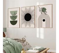 CWBLYZ Décor de salle de bains,Affiches Abstraites de Feuilles Géométriques Vertes Art Mural Bohème Toile Imprimée Photos pour Salon Chambre Cuisine Bureau Décoration D'Intérieur-(40 * 50cm)*3PCS