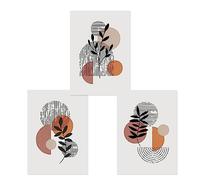 CWBLYZ Décor de salle de bains,Affiches et Impressions sur Toile Avec Lignes Géométriques Abstraites et Feuilles Décoration Murale pour Chambre à Coucher Salon Cuisine-(40 * 50cm)*3PCS