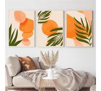 CWBLYZ Décor de salle de bains,Impressions sur Toile Style Bohème Blocs de Couleurs Motifs Botaniques Abstraits et Géométriques Décoration Murale pour Salon Chambre Cuisine Maison-(50 * 60cm)*3PCS