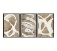 CWBLYZ Décoration Murale sur Toile Avec Traits de Peinture Pastel Blanc et Marron- Illustrations Abstraites- Art Moderne Nordique Chic pour Salon Bureau Chambre à Coucher-50 * 70Cm*3 (Sans Cadre)