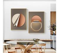 CWBLYZ Ensemble de 2-Tableau sur Toile Géométrique Moderne Nordique pour Salon Affiche Murale Impression Abstraite Décoration pour Bureau Ou Maison-40 * 60cm (non encadré)