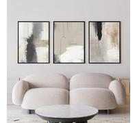 CWBLYZ Photos,Affiche Abstraite de Calligraphie Beige et Grise sur Toile Peinture et Impressions D'Art Mural Décoration Intérieure pour Salon Bureau et Maison-60 * 80cm-3pcs (sans cadre)