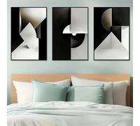 CWBLYZ Photos,Affiche Abstraite sur Toile Arte Moderne Blocs Géométriques Noirs et Blancs Décoration Murale pour Chambre Salon Bureau Ou Couloir-60 * 80cm-3pcs (sans cadre)