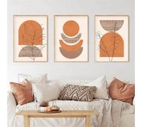 CWBLYZ Photos,Affiche Murale Bohème Abstraite Géométrique à Motifs de Feuilles Peinture sur Toile Impression D'Images Décoration Intérieure Moderne Salon Bureau Ou Maison-50 * 60cm-3pcs (sans cadre)