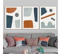 CWBLYZ Photos,Affiches Impressions Modernes Aux Formes Géométriques Abstraites Peinture sur Toile Bleue Orange Brûlé Tableaux Muraux Rouille Bleu Décoration Salon Maison-50 * 75cm-3pcs (sans cadre)